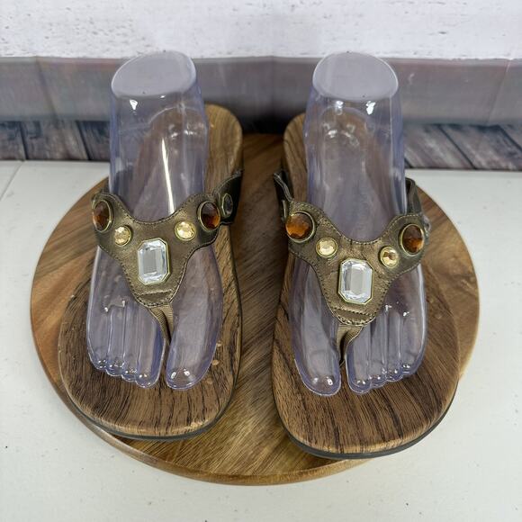 Vionic Sandal Womens 11 Brown Eve Beaded Orthoheel Comfort Cushion Bronze - Picture 3 of 13